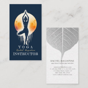 Carte De Visite Méditation Yoga Instructeur Arbre Pose Pleine lune