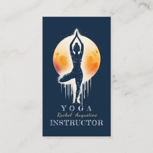 Carte De Visite Méditation Yoga Instructeur Arbre Pose Pleine lune (Devant)