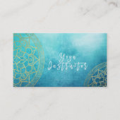 Carte De Visite Méditation Yoga Instructeur Blue Gold Foil Mandala (Devant)