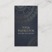 Carte De Visite Méditation Yoga Instructeur Chic Black Gold Mandal (Devant)