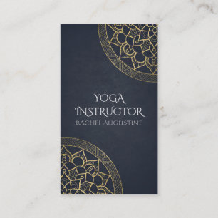 Carte De Visite Méditation Yoga Instructeur Chic Black Gold Mandal