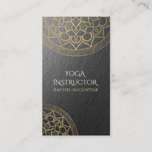 Carte De Visite Méditation Yoga Instructeur Chic Black Gold Mandal