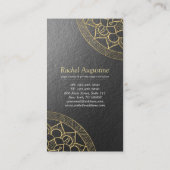 Carte De Visite Méditation Yoga Instructeur Chic Black Gold Mandal (Dos)