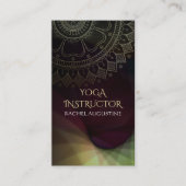 Carte De Visite Méditation Yoga Instructeur Chic Black Gold Mandal (Devant)