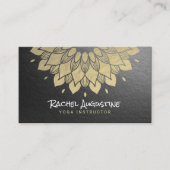 Carte De Visite Méditation YOGA Instructeur Chic Black Gold Mandal (Devant)