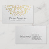 Carte De Visite Méditation YOGA Instructeur Chic White Gold Mandal (Devant / Derrière)