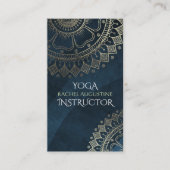 Carte De Visite Méditation Yoga Instructeur Gold Mandala Marine Bl (Devant)