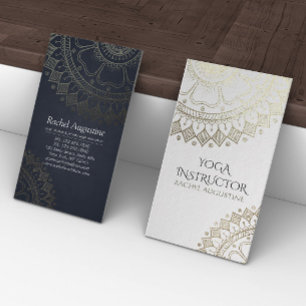Carte De Visite Méditation Yoga Instructeur Gold Mandala Marine Bl