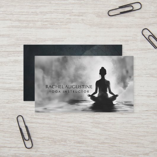Carte De Visite Méditation Yoga Instructeur Lotus Pose Peinture à  (Devant/Arrière en situation)