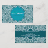 Carte De Visite Méditation Yoga Instructeur Mandala Turquoise (Devant / Derrière)