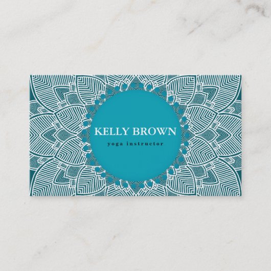 Carte De Visite Méditation Yoga Instructeur Mandala Turquoise (Devant)