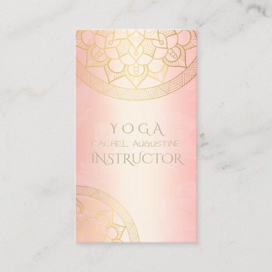 Carte De Visite Méditation YOGA Instructeur Rose chic Gold Mandala (Devant)