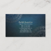 Carte De Visite Méditation Yoga Instructeur Vert Bleu Or Mandala (Dos)