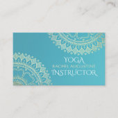 Carte De Visite Méditation Yoga Instructeur Vert Bleu Or Mandala (Devant)