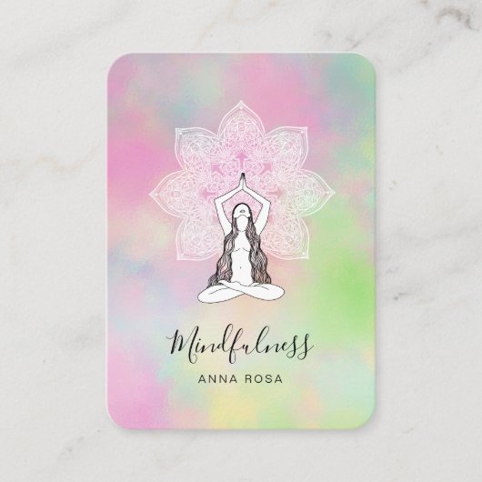Carte De Visite *~* Méditation Yoga Mindfulness QR Mandala déesse (Devant)