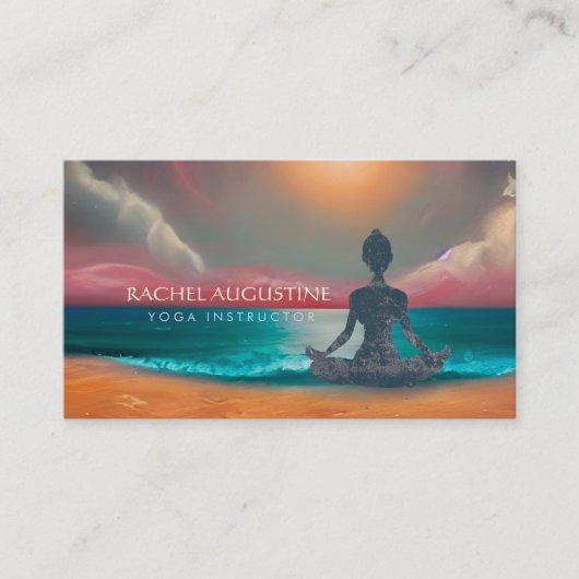 Carte De Visite Méditation Yoga paisible Lune Sky Ocean Beach (Devant)