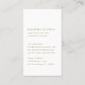 Carte De Visite Méditation Yoga Professeur Lotus Logo Or sur Blanc (Dos)