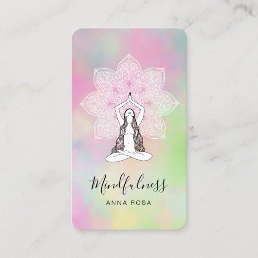 Carte De Visite *~* Méditation Yoga QR Mindfulness Mandala Déesse (Devant)