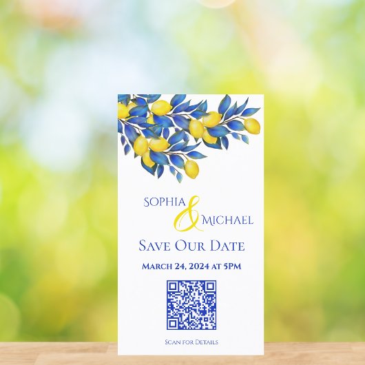 Carte De Visite Mediterranean-Lemons-Save the Date-QR code-