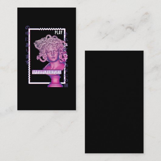Carte De Visite Méduse Ancienne Statue Glitch Vaporwave (Devant / Derrière)