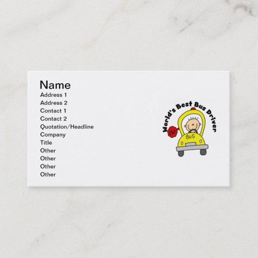 Carte De Visite Meilleur conducteur de bus au monde (Devant)