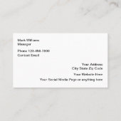 Carte De Visite Meilleur service de réparation automobile (Dos)