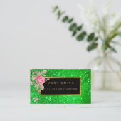 Carte De Visite Meilleure Parties scintillant d'or verte populaire (Debout devant)