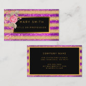 Carte De Visite Meilleure Parties scintillant d'or violet populair (Devant / Derrière)