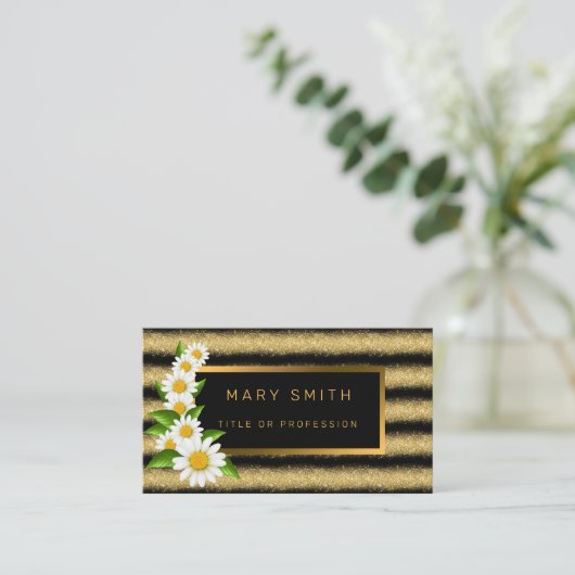 Carte De Visite Meilleure Parties scintillant en or noir populaire (Debout devant)