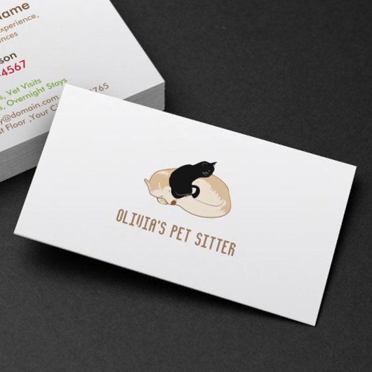 Carte De Visite Mélange chien et chat animal de compagnie assise P