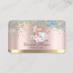 Carte De Visite Mélange élégant Fleur Confettis Rose Gold Boulange
