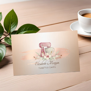 Carte De Visite Mélange Élégant Fleur Rose Doré Coup de Pinceau Bo