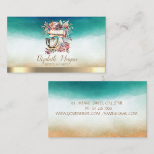 Carte De Visite Mélange Élégant Professionnel Fleurs Aquarelle