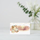 Carte De Visite Mélange Tournesols, Points Dorés, Coup de Pinceau (Debout devant)