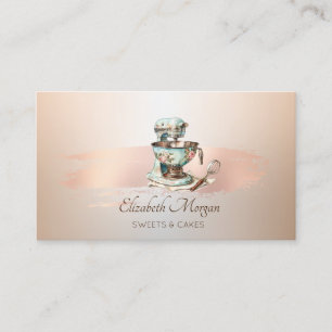 Carte De Visite Mélange Vintage Fleur Rose Gold Pinceau Cuisine