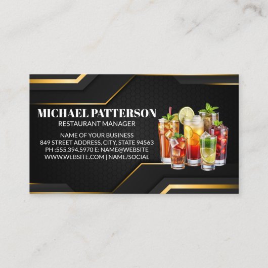 Carte De Visite Mélanger les boissons | Barre | Mixologie (Devant)