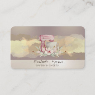 Carte De Visite Mélangeur à gâteau de fleurs avec coup de pinceau