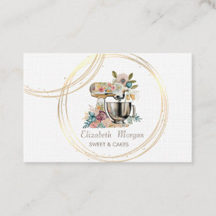 Carte De Visite Mélangeur à gâteau floral Cercles Professionnels É