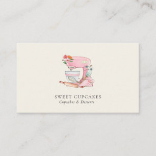 Carte De Visite Mélangeur à gâteau rose élégant Boulangerie