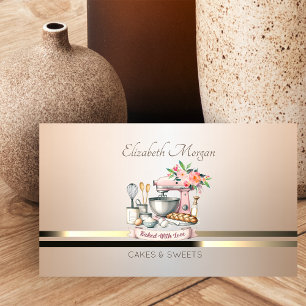 Carte De Visite Mélangeur de boulangerie floral élégant moderne Lu