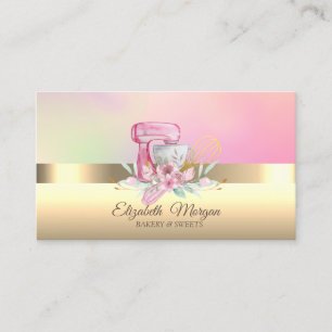 Carte De Visite Mélangeur de cake élégant Fouet Fleur Boulangerie