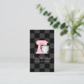 Carte De Visite Mélangeur de cuisine Rose Pâle à Damier Noir Code (Debout devant)