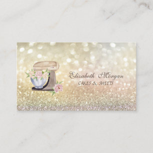 Carte De Visite Mélangeur de fleurs rétro élégant Bokeh Boulangeri