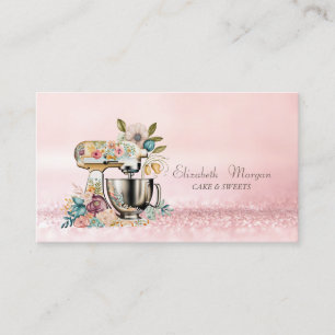 Carte De Visite Mélangeur de gâteau de boulangerie bokeh moderne é