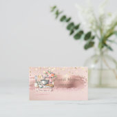 Carte De Visite Mélangeur de gâteau Fleur, Confettis dorés, Coup d (Debout devant)