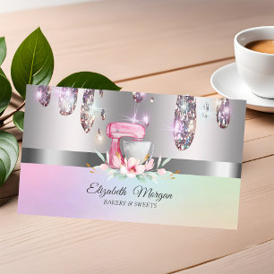 Carte De Visite Mélangeur de gâteau professionnel élégant Fleur,Go