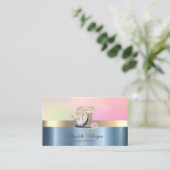 Carte De Visite Mélangeur de gâteaux rétro Fleur Bleu Métallé (Debout devant)