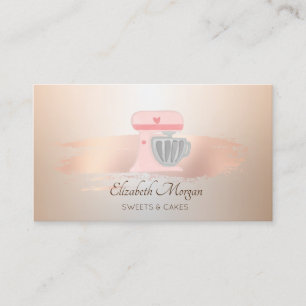 Carte De Visite Mélangeur élégant coup de pinceau Bakery Heart