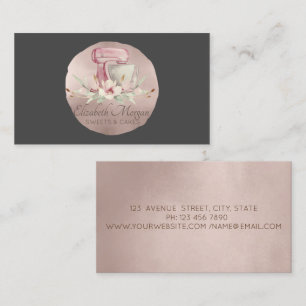 Carte De Visite Mélangeur Fleur Rose Gold Brosse Cercle Boulangeri