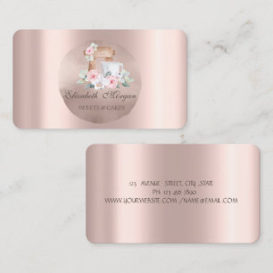 Carte De Visite Mélangeur Fleurs Rose Gold Cercle 